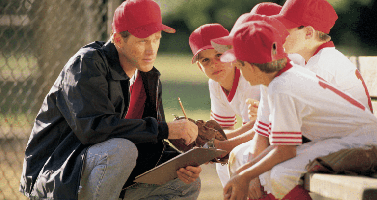 baseball coach meeting players